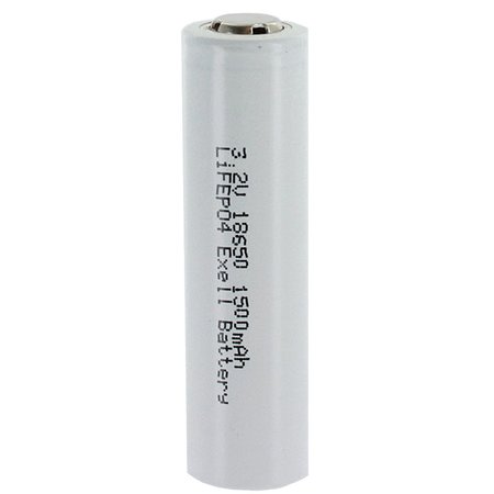 EXELL BATTERY 3.2V 1500mAh Li-FePO4 18650 Rechargeable FLAT TOP Battery For Solar Lights EB-LFP-18650-1500-FLAT
